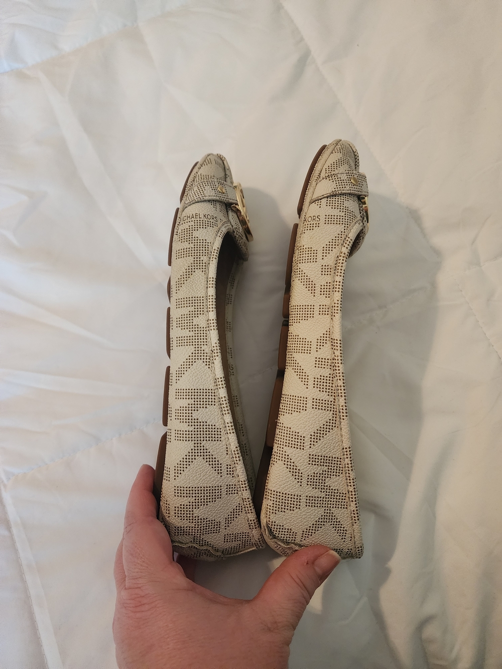 Michael Kors Women's Cream Logo Ballet Flats - Picture 5 of 8